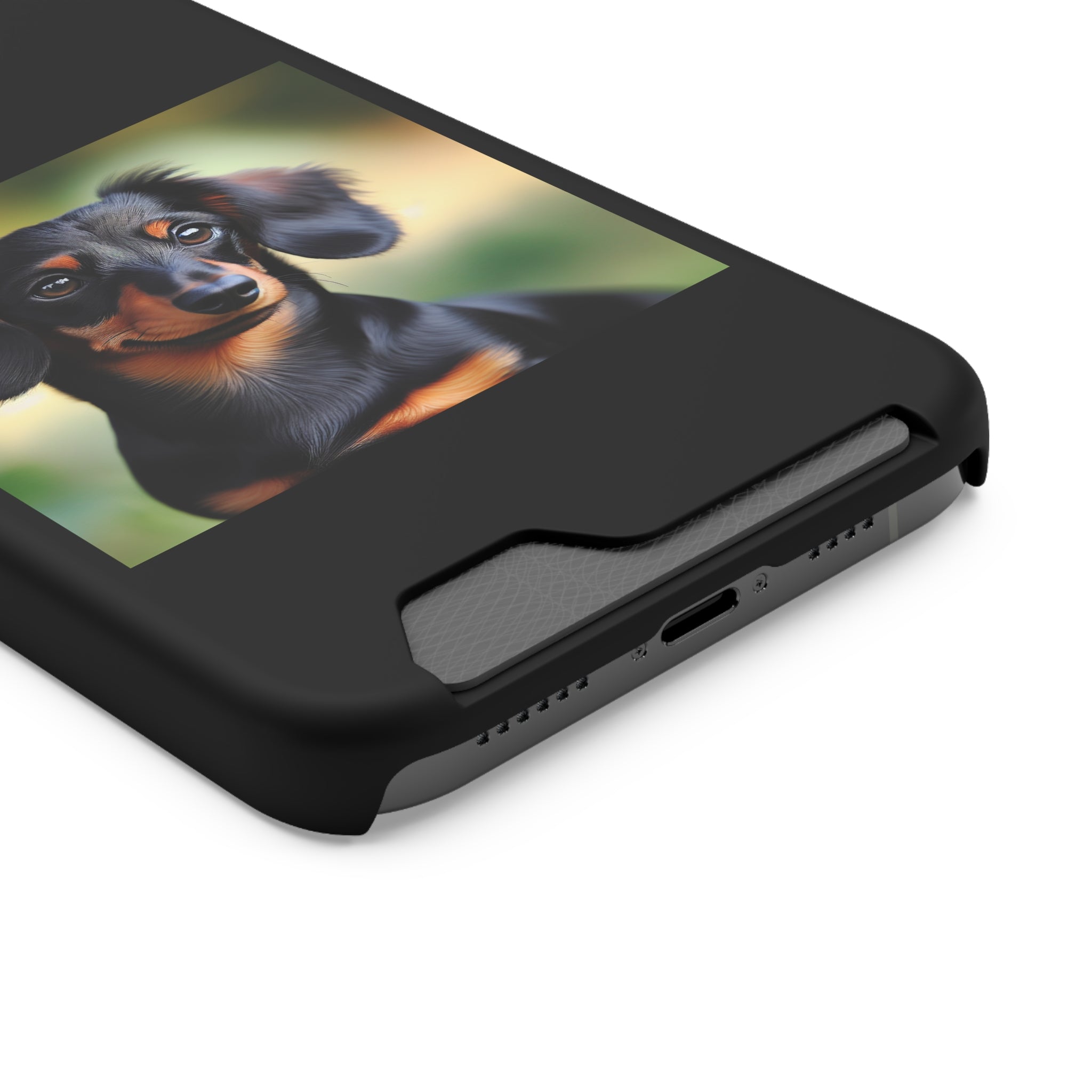Dachshund Black and Brown Phone Case with Card Holder