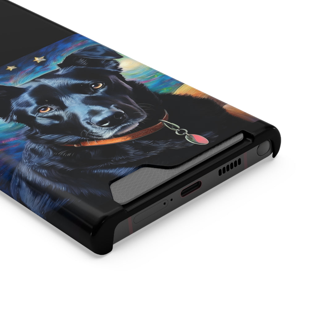 Black Shepherd Lab Stary Night Phone Case with Card Holder