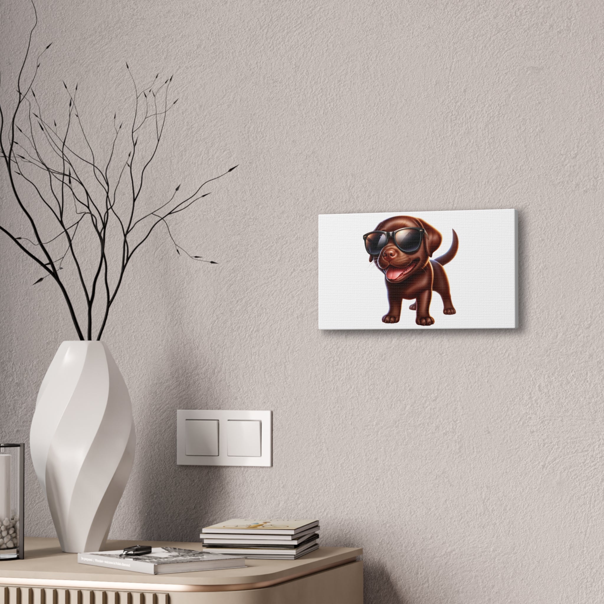 Chocolate Lab in Sunglasses Canvas Stretched, 0.75"