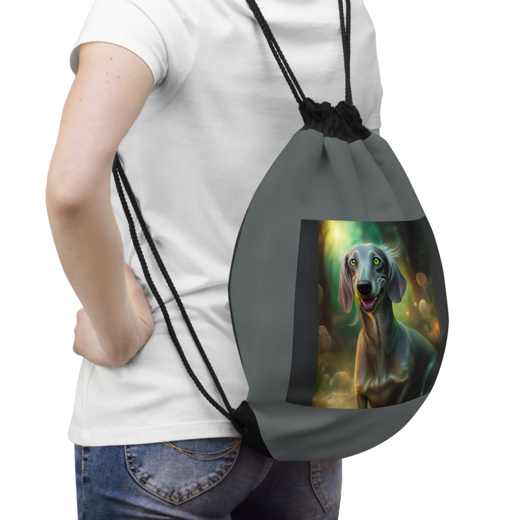 Dachshund Silver/Grey Drawstring Bag