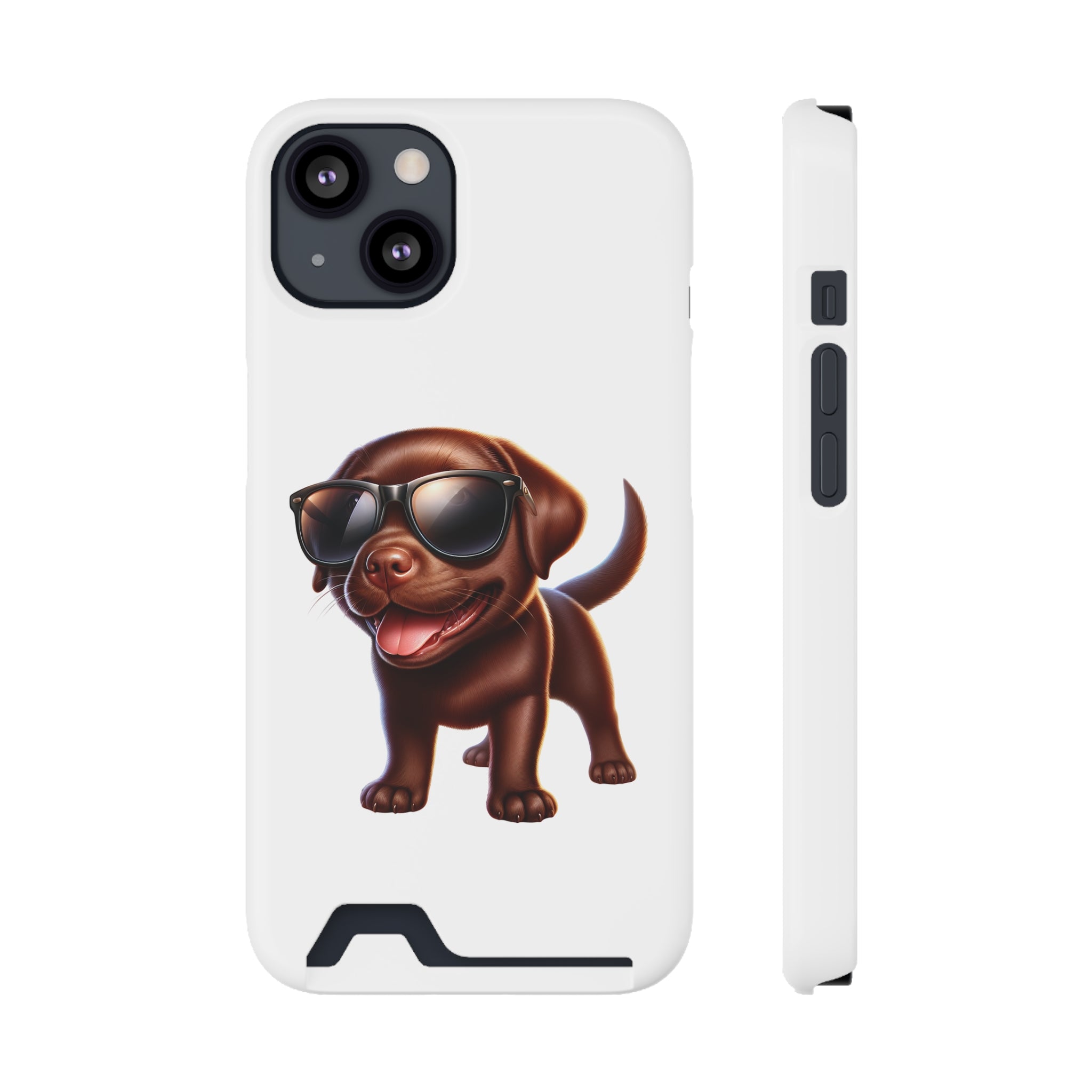Chocolate Lab with Sunglasses Phone Case with Card Holder
