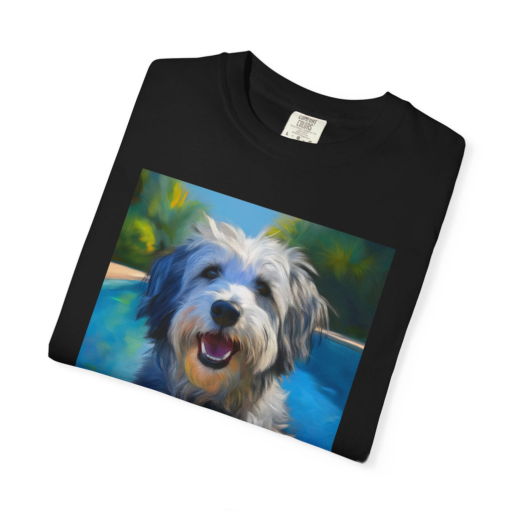 Grey Shaggy Dog Poolside Unisex Garment-Dyed T-shirt