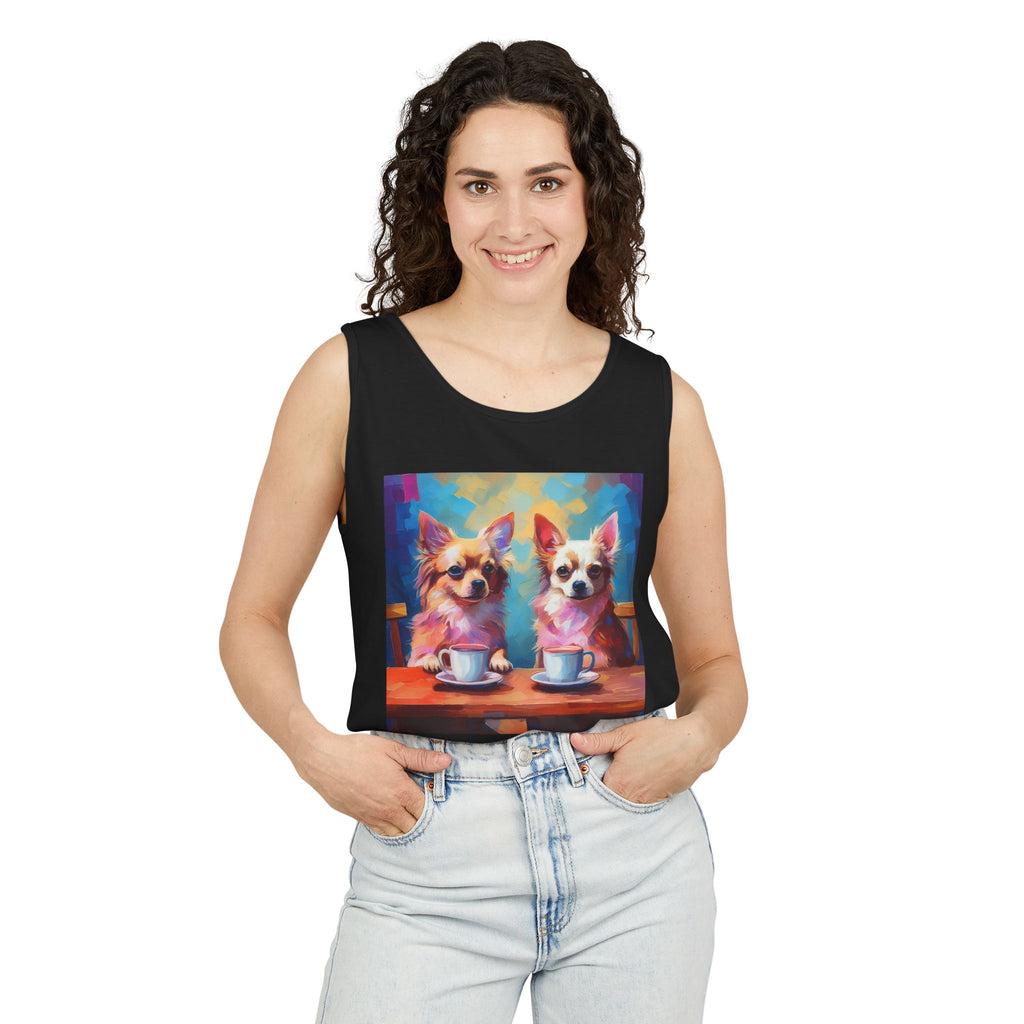 Cafe con Chihuahua Unisex Tank Top