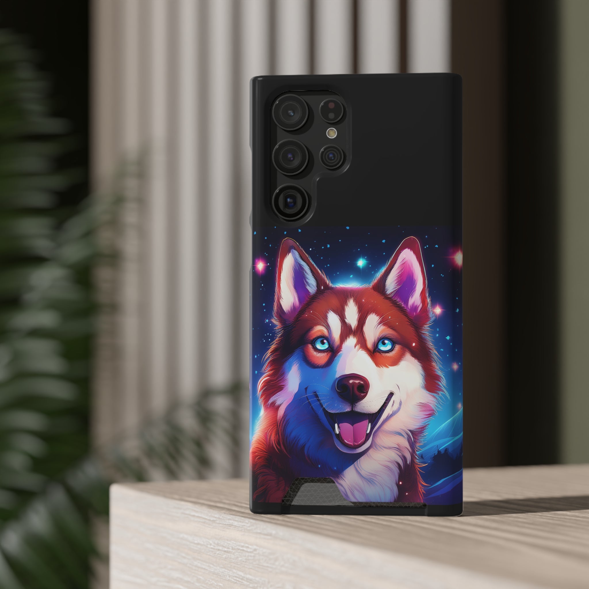 Eskimo Husky Stary Night Phone Case with Card Holder
