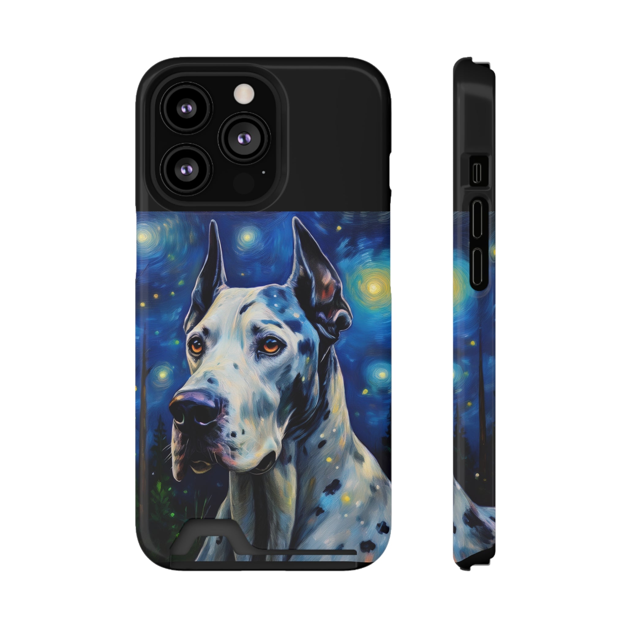 Great Dane Stary Night Phone Case with Card Holder