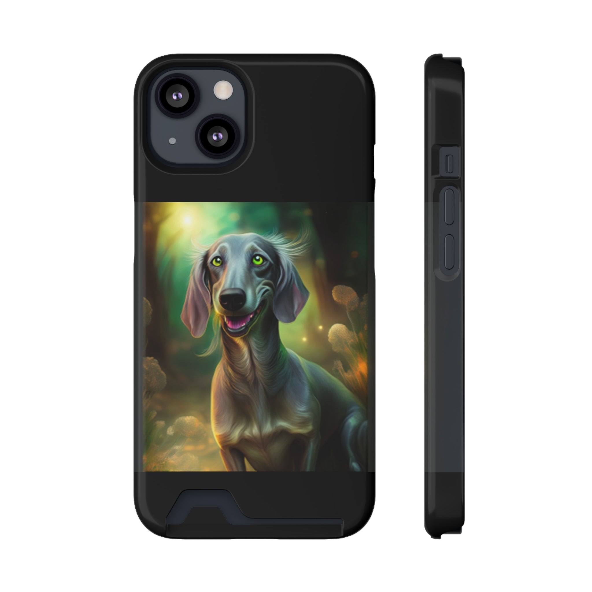 Dachshund Silver Grey Phone Case with Card Holder