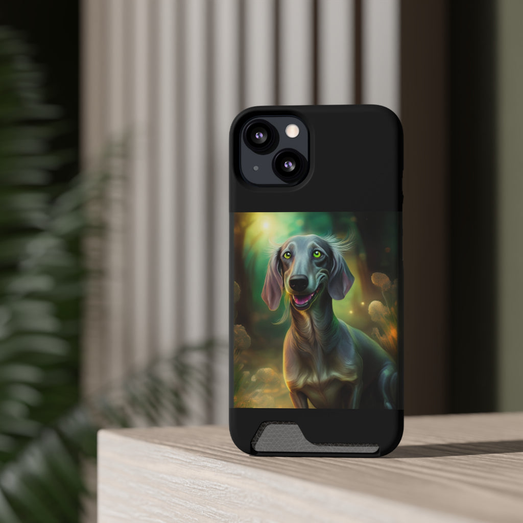 Dachshund Silver Grey Phone Case with Card Holder
