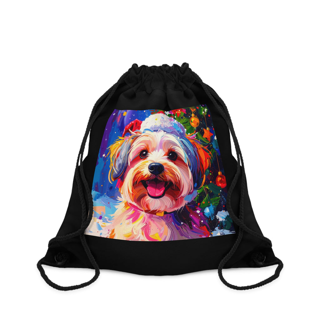 Yorkie Holiday II Drawstring Bag