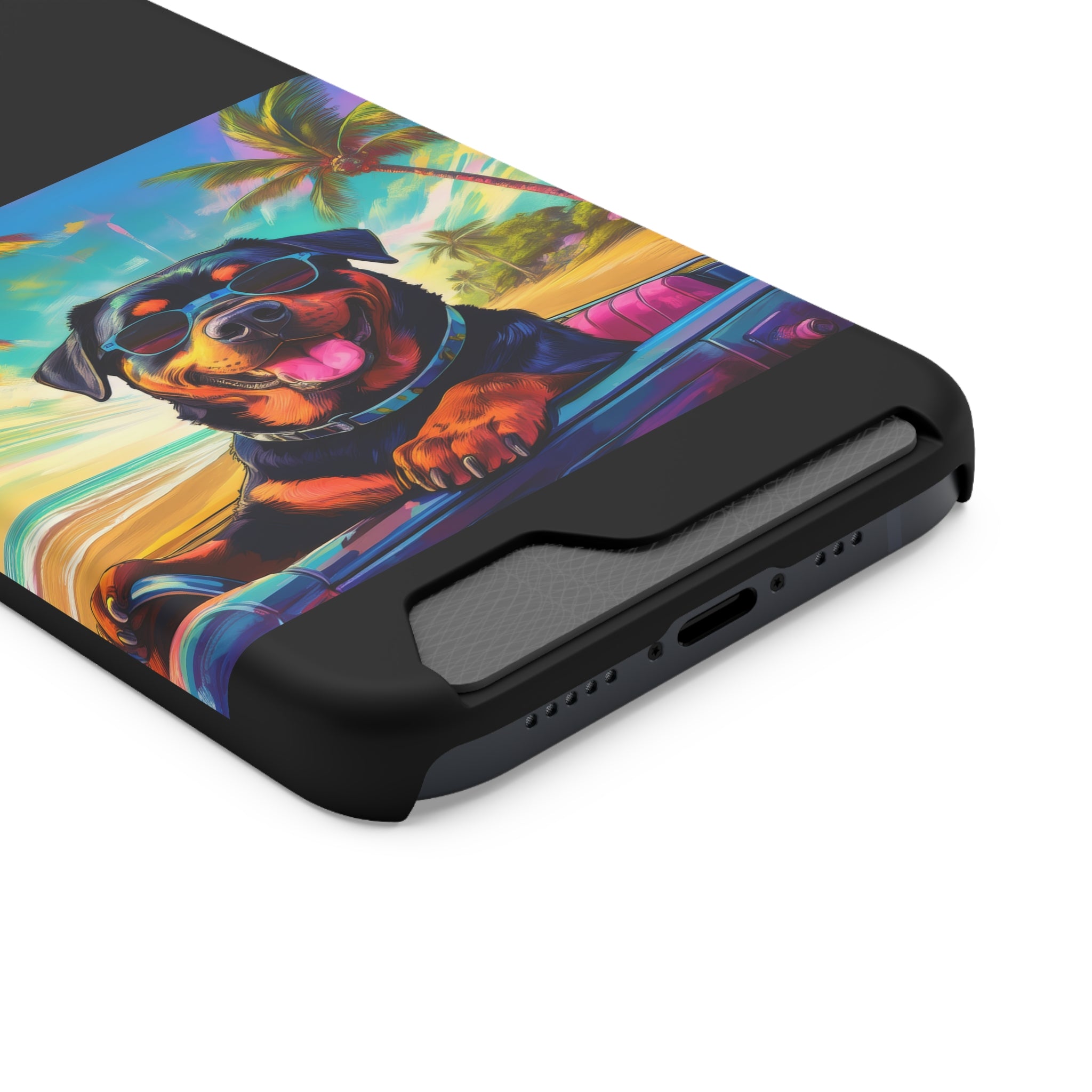 Rottweiler Beach Drive Phone Case with Card Holder