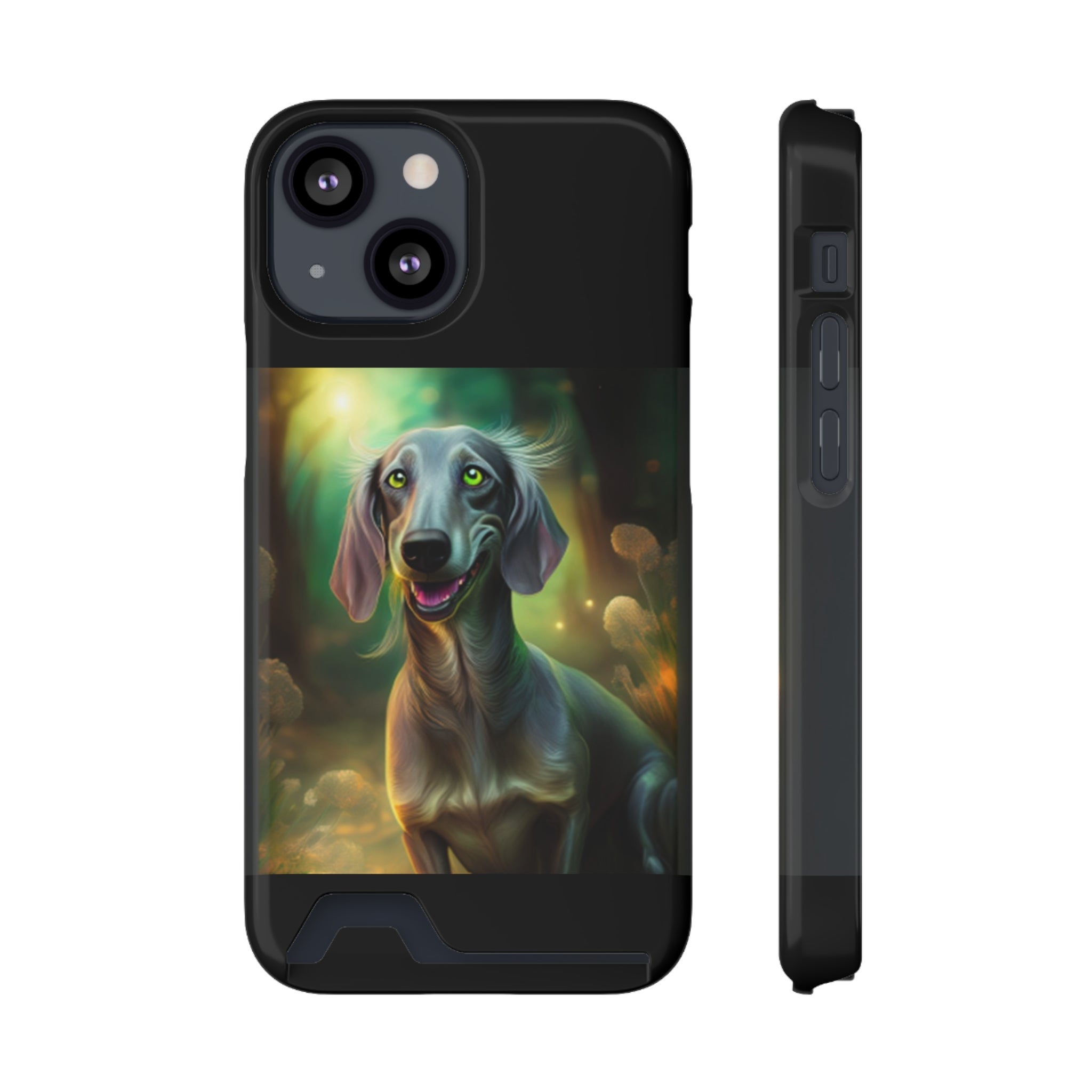 Dachshund Silver Grey Phone Case with Card Holder