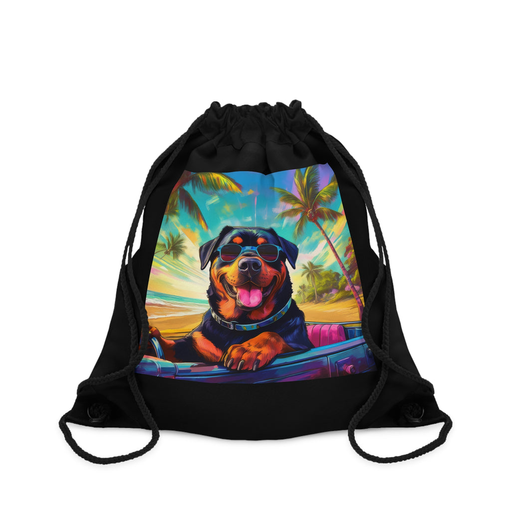 Rottweiler Beach Drive Drawstring Bag