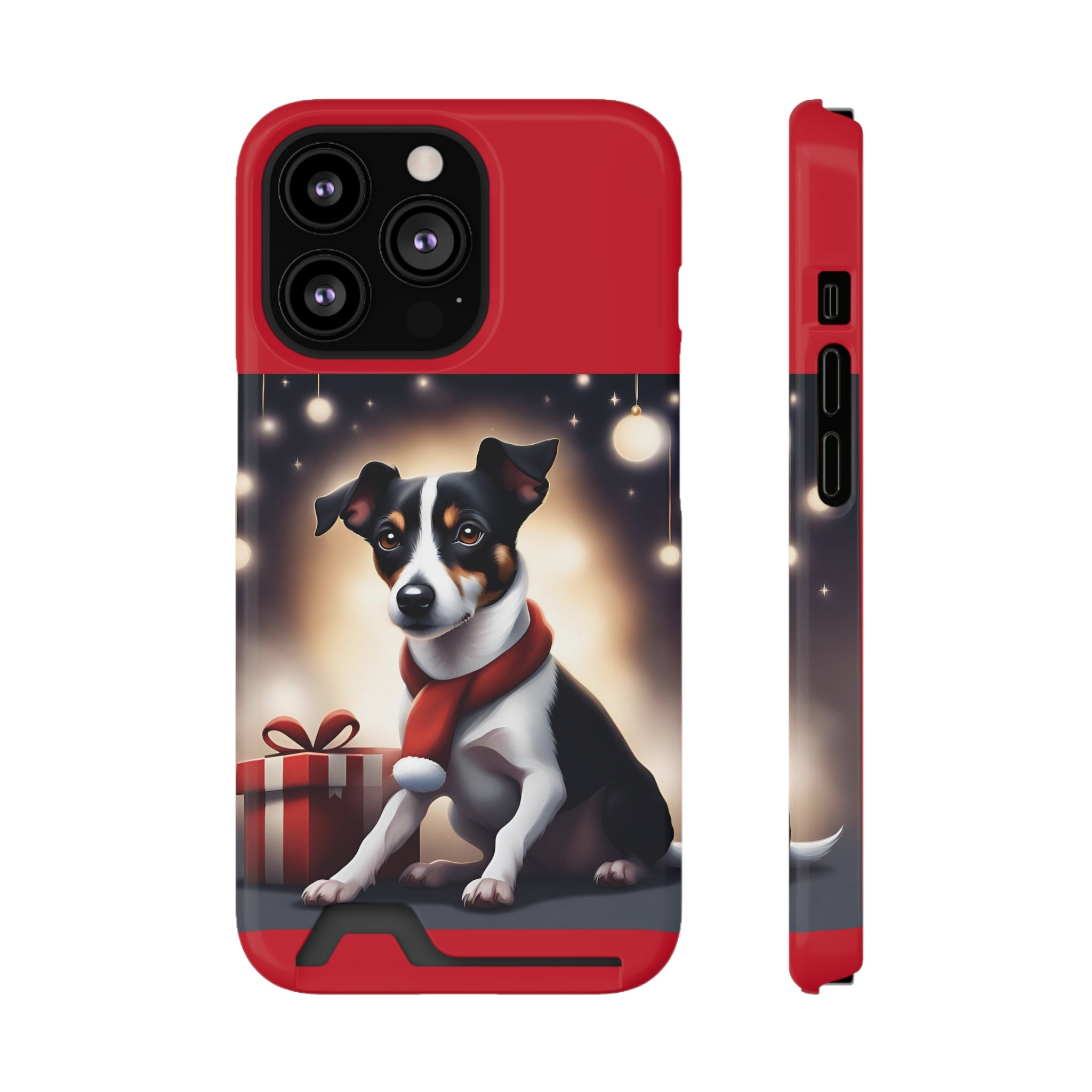 Jack Russel Holiday Phone Case with Card Holder