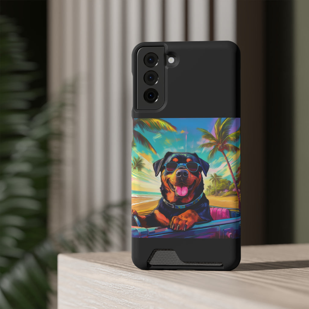 Rottweiler Beach Drive Phone Case with Card Holder