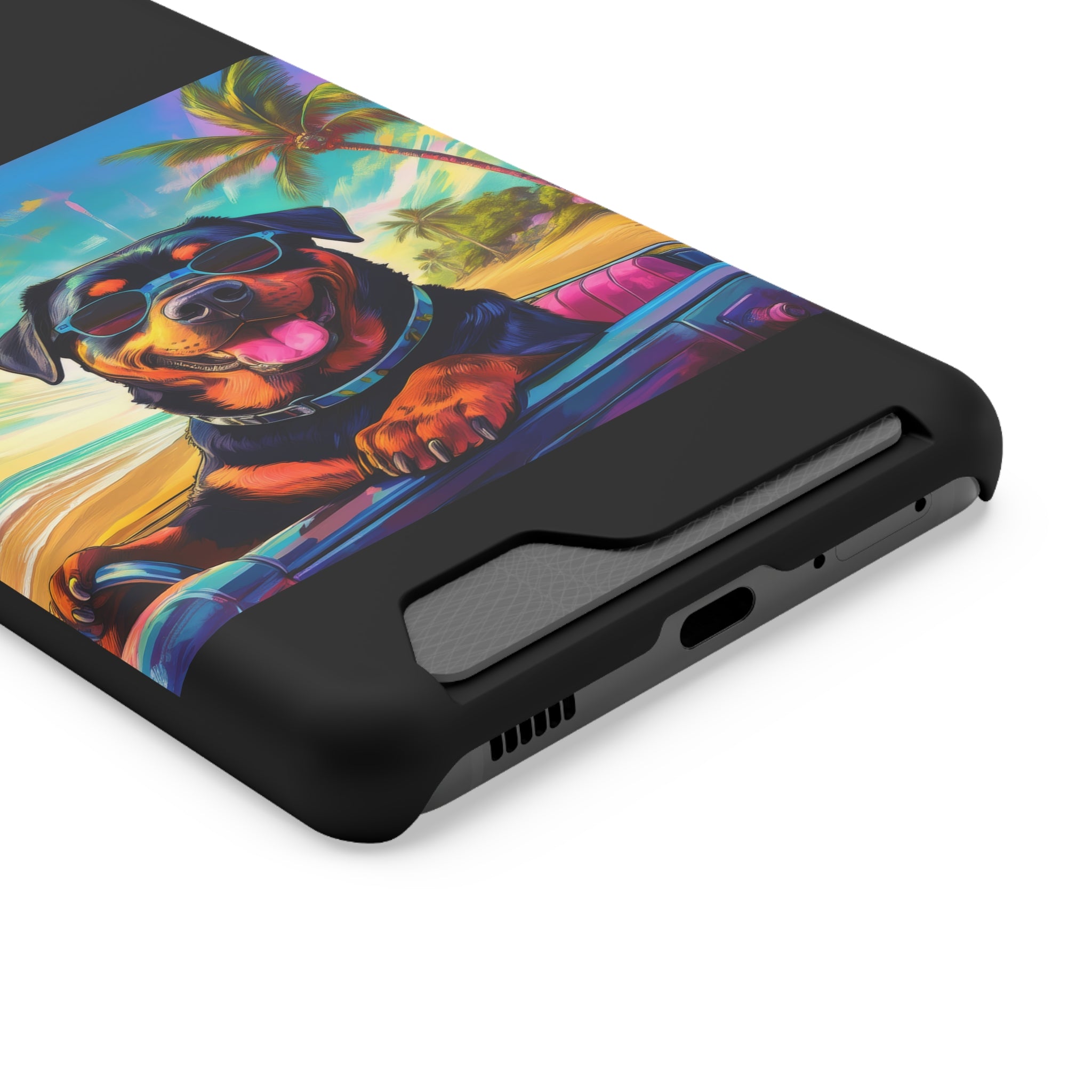Rottweiler Beach Drive Phone Case with Card Holder