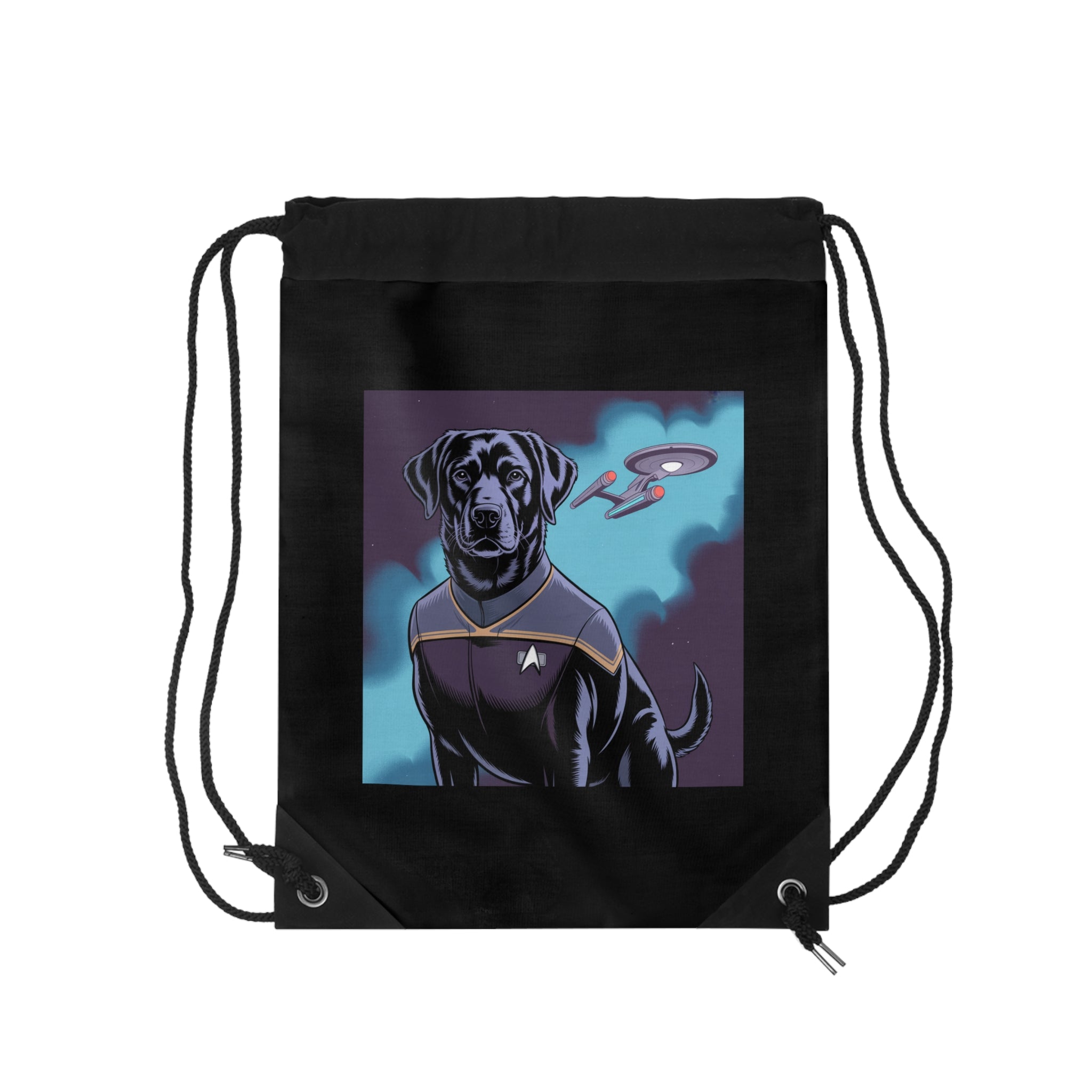 Black Lab Dog-Fleet Drawstring Bag