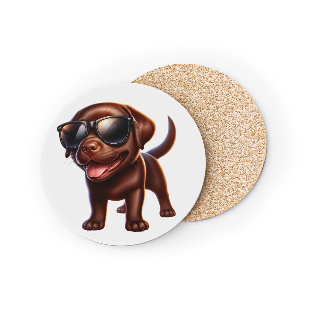 Chocolate Lab w/ sunglasses Coasters