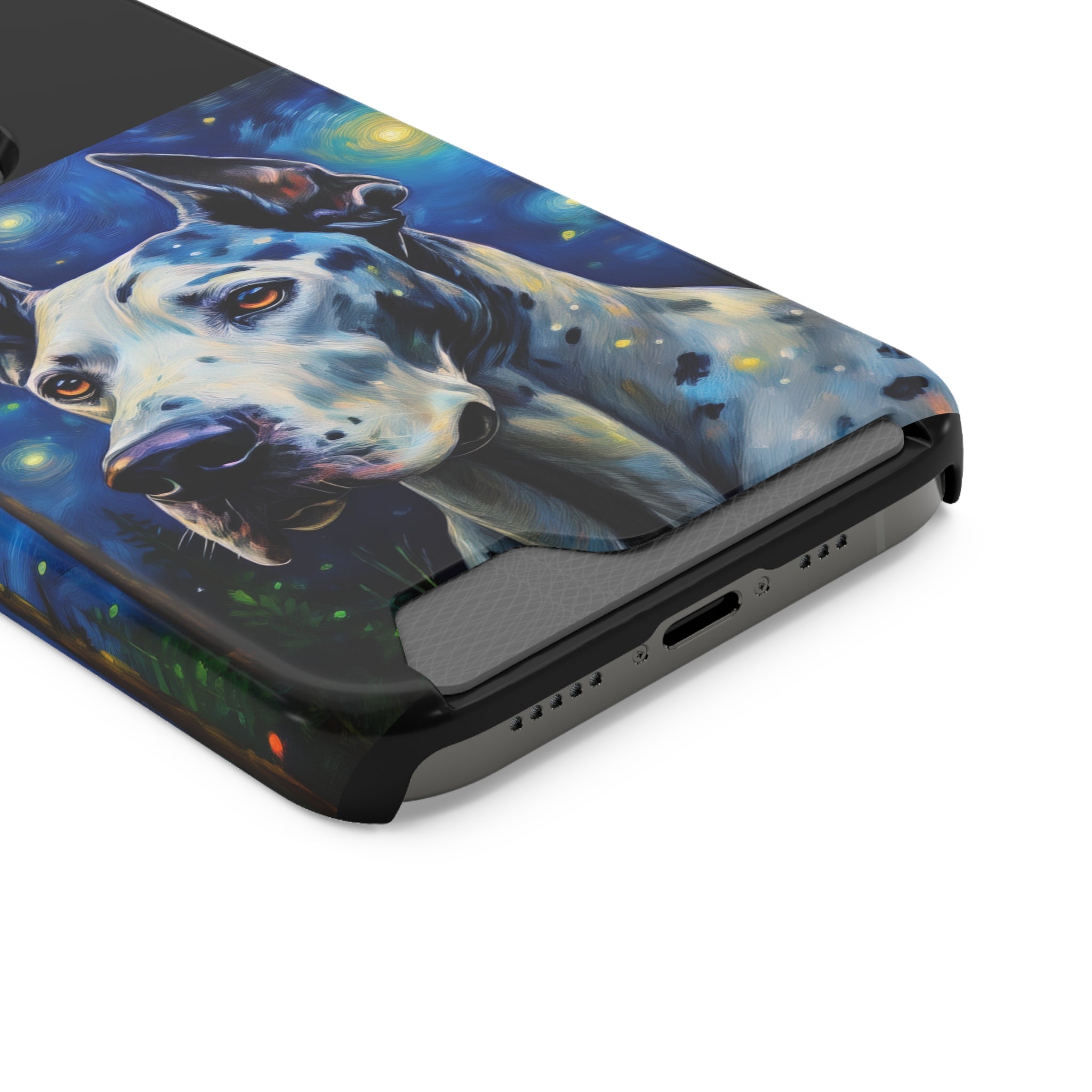 Great Dane Stary Night Phone Case with Card Holder