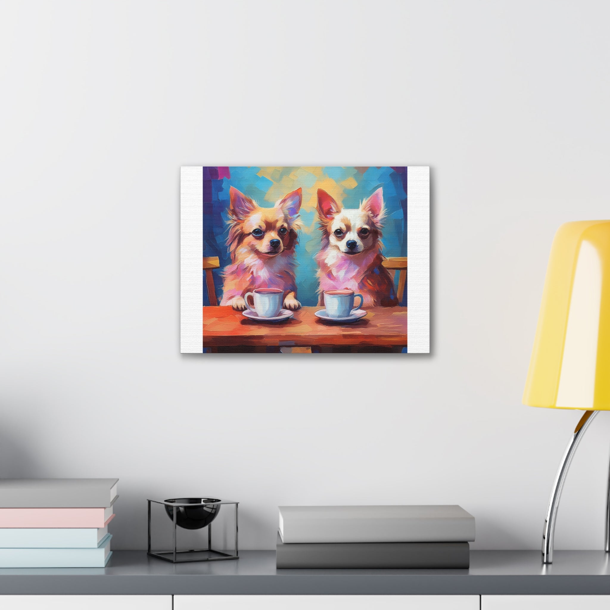 Cafe con Chihuahua Canvas Stretched, 0.75"