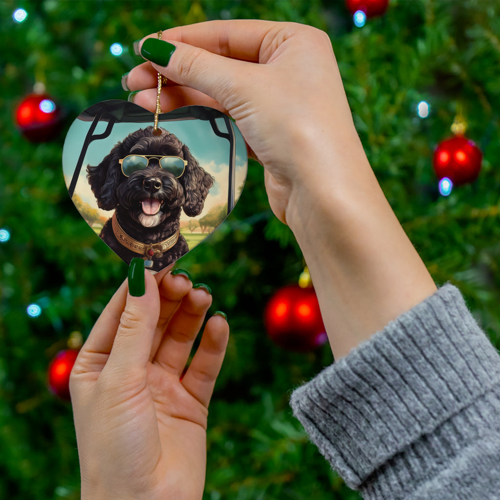Doodle Golf Cart Ceramic Ornament