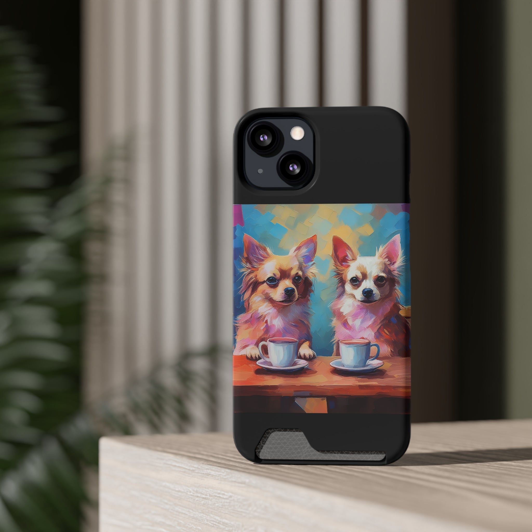 Cafe con Chihuahua Phone Case with Card Holder