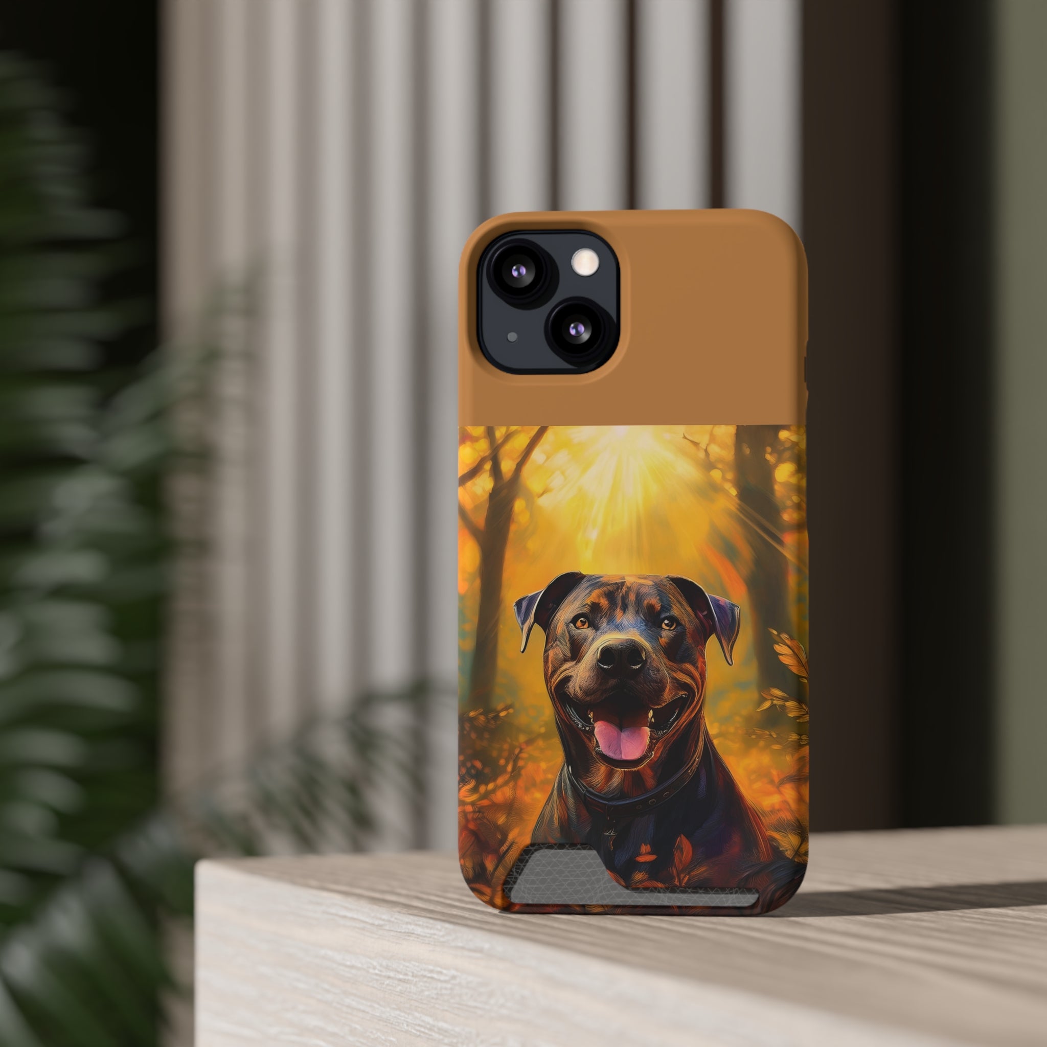 Pitbull Autumn Phone Case with Card Holder