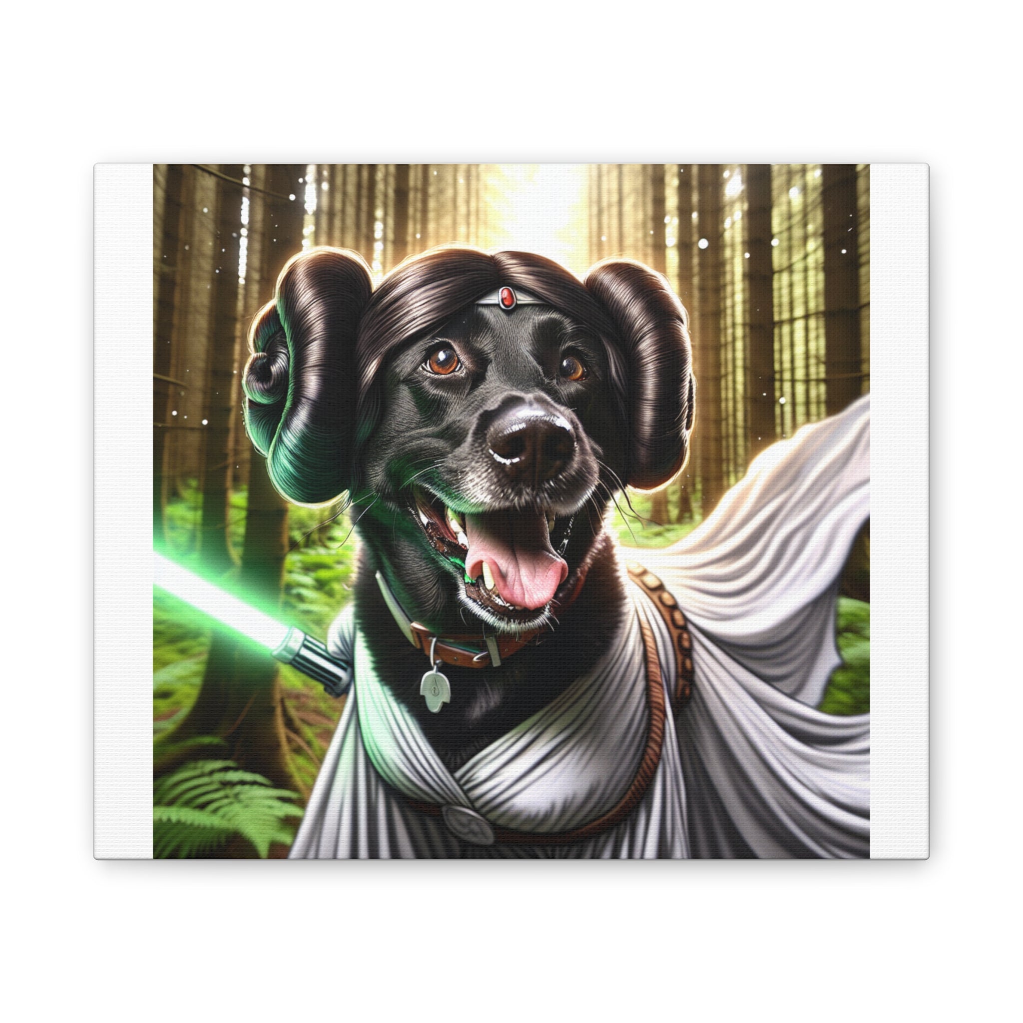 Black Lab Galaxy Princess Canvas Stretched, 0.75"