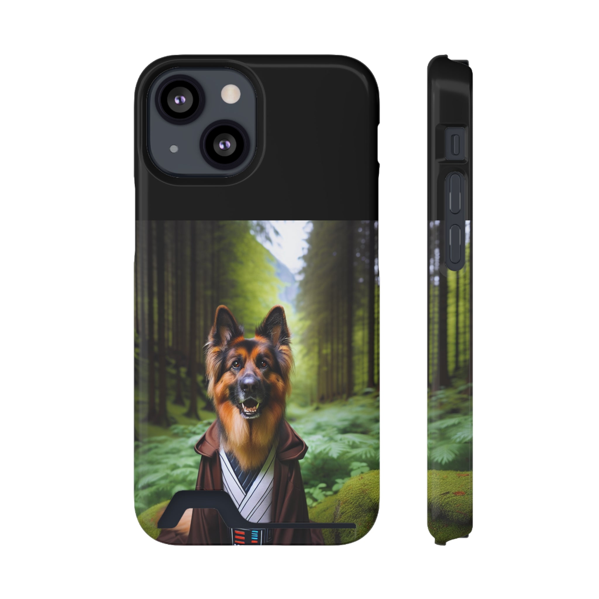 German Shepherd Forest Night Phone Case with Card Holder