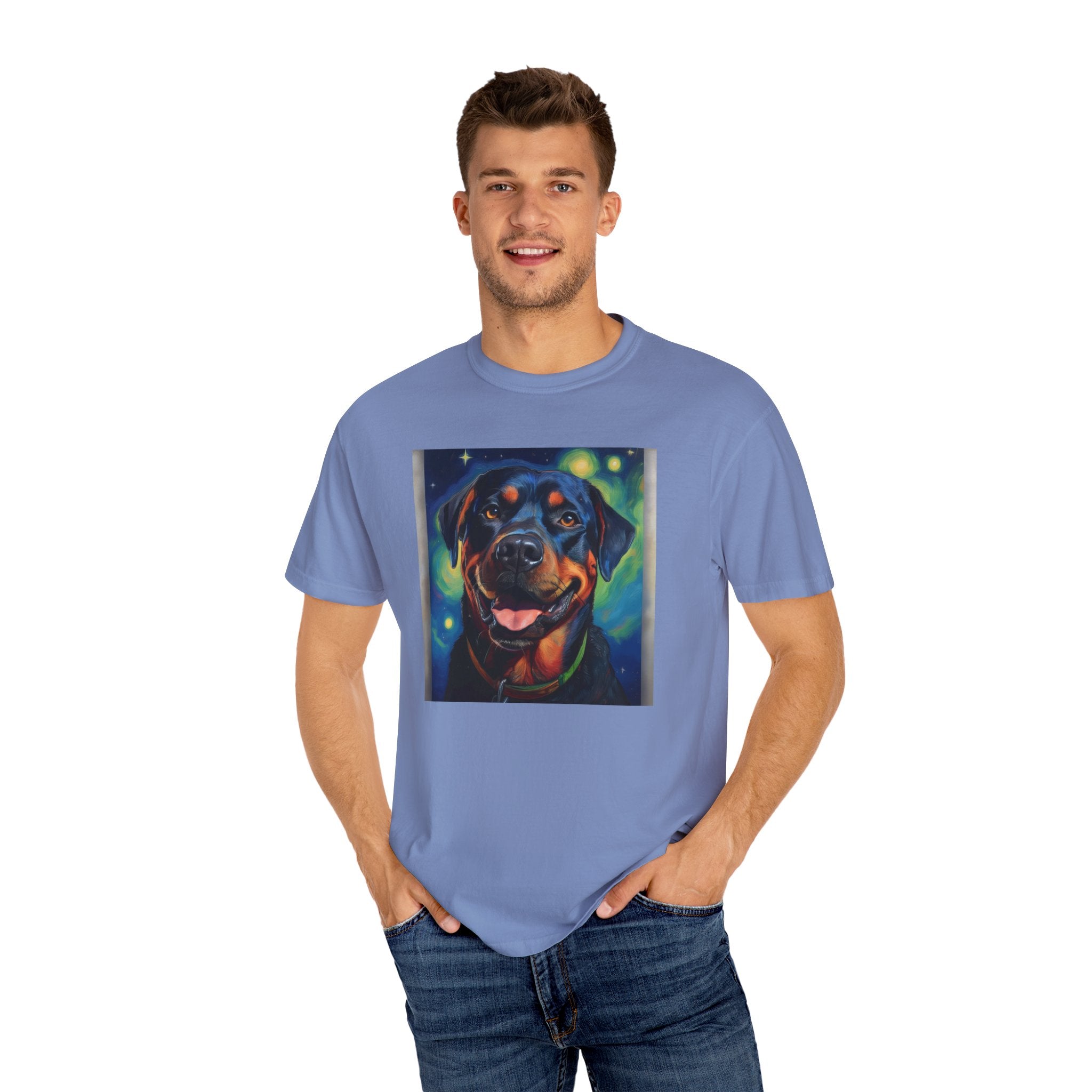 Rottweiler Stary Night Unisex Garment-Dyed T-shirt