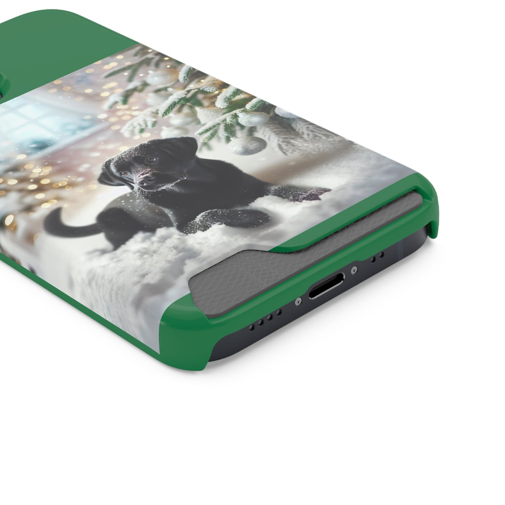 Black Lab Holiday Phone Case with Card Holder