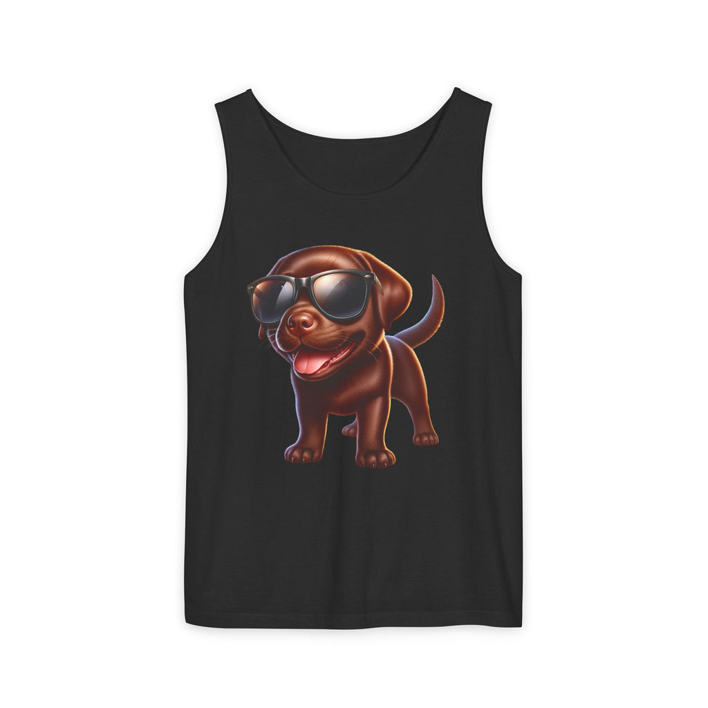 Chocolate Lab w/ sunglasses Unisex Tank Top