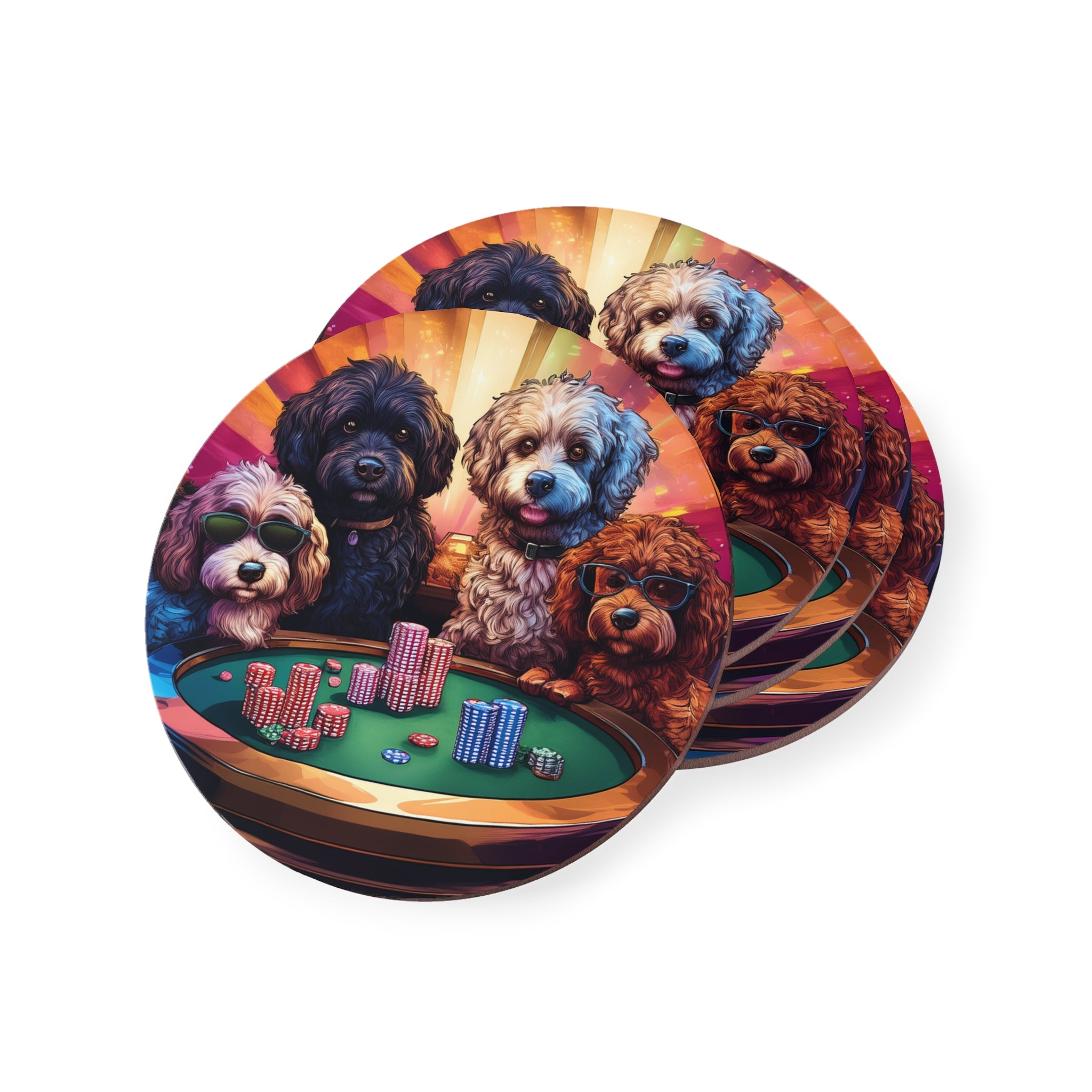 Doodle Poker Game Coasters