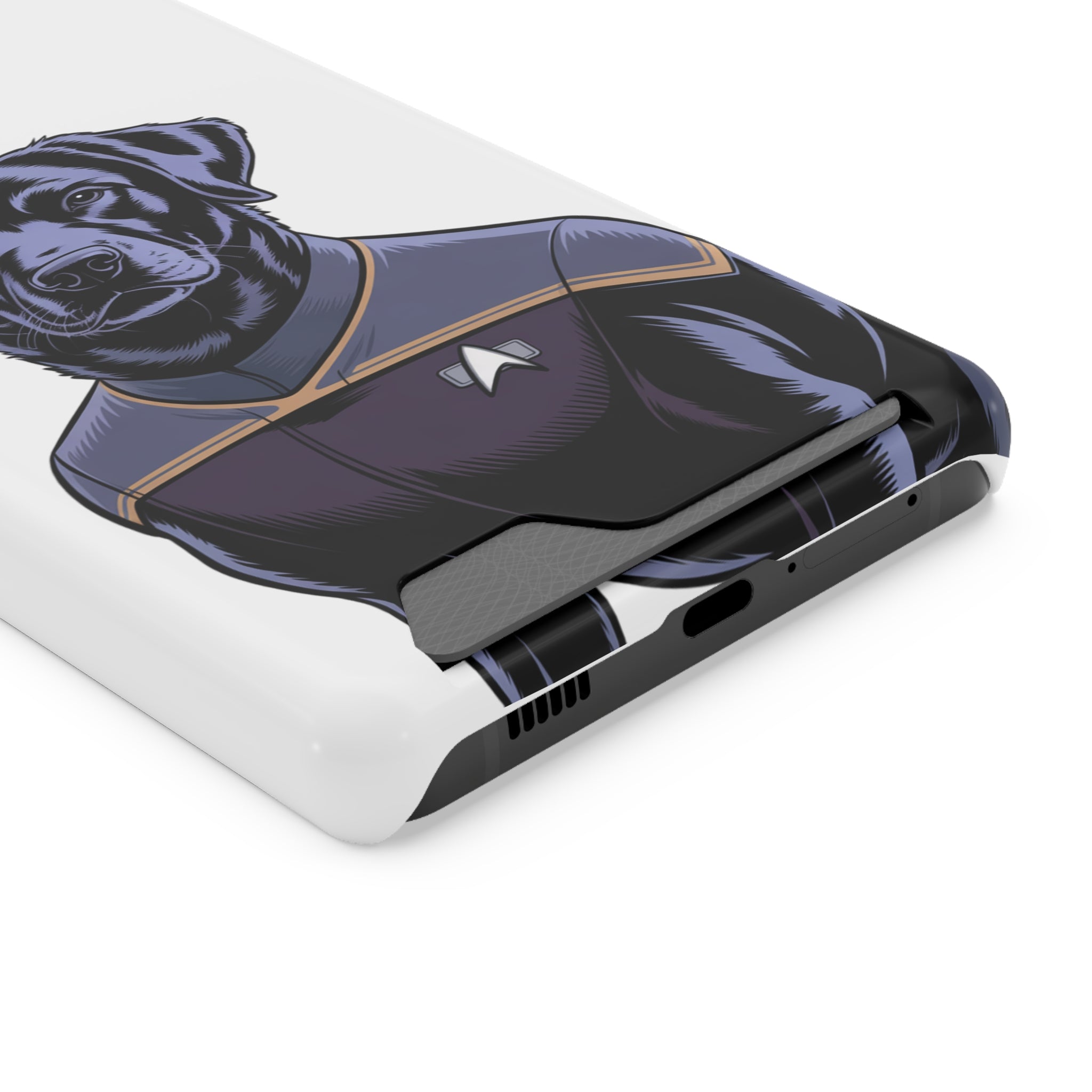 Black Lab Dog-Fleet Phone Case with Card Holder