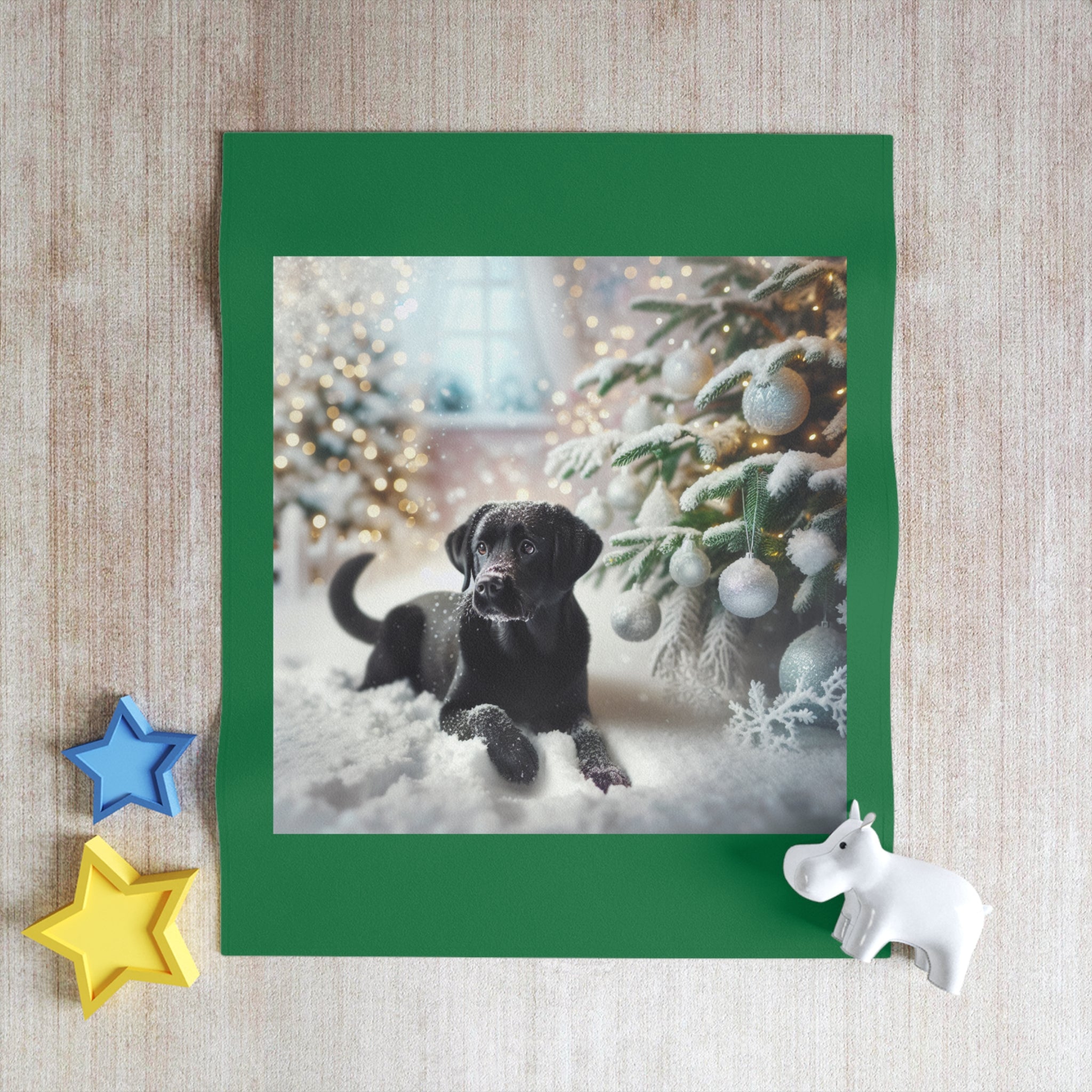 Black Lab Puppy Holiday Throw Blanket