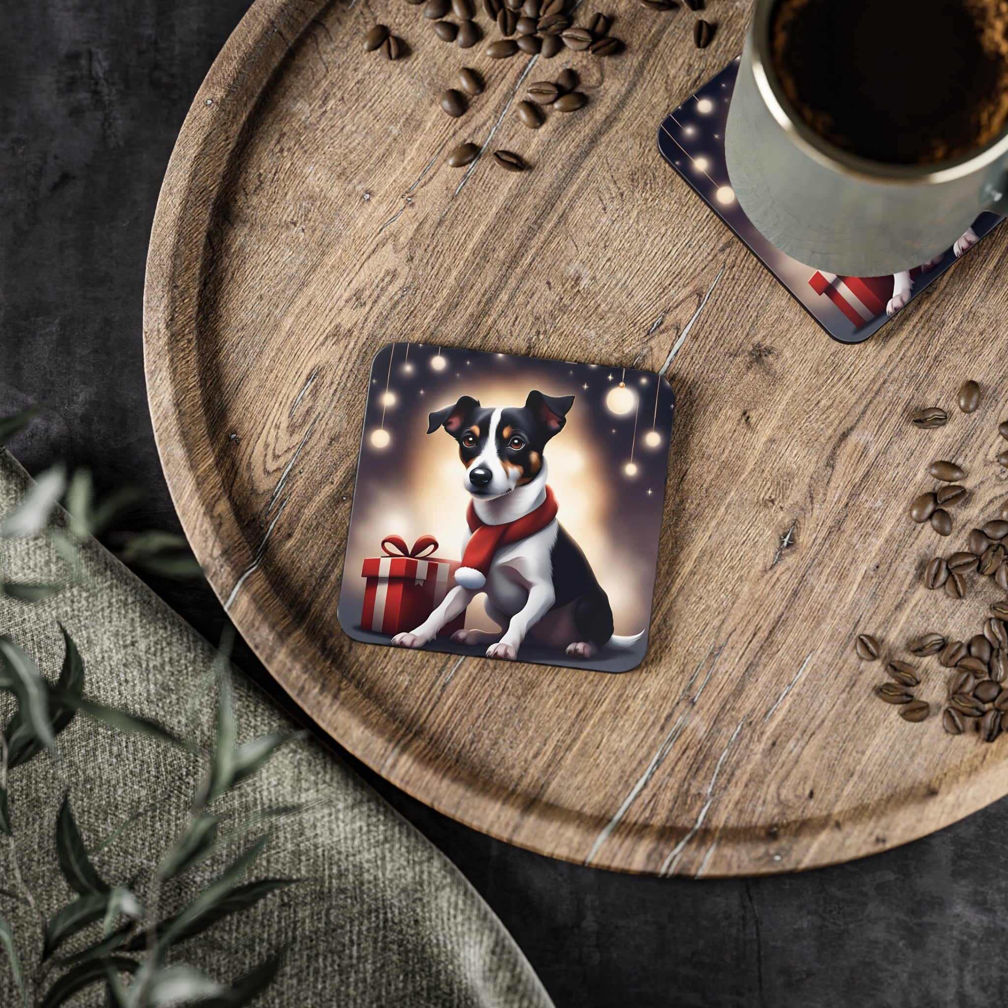 Jack Russel Holiday Coasters