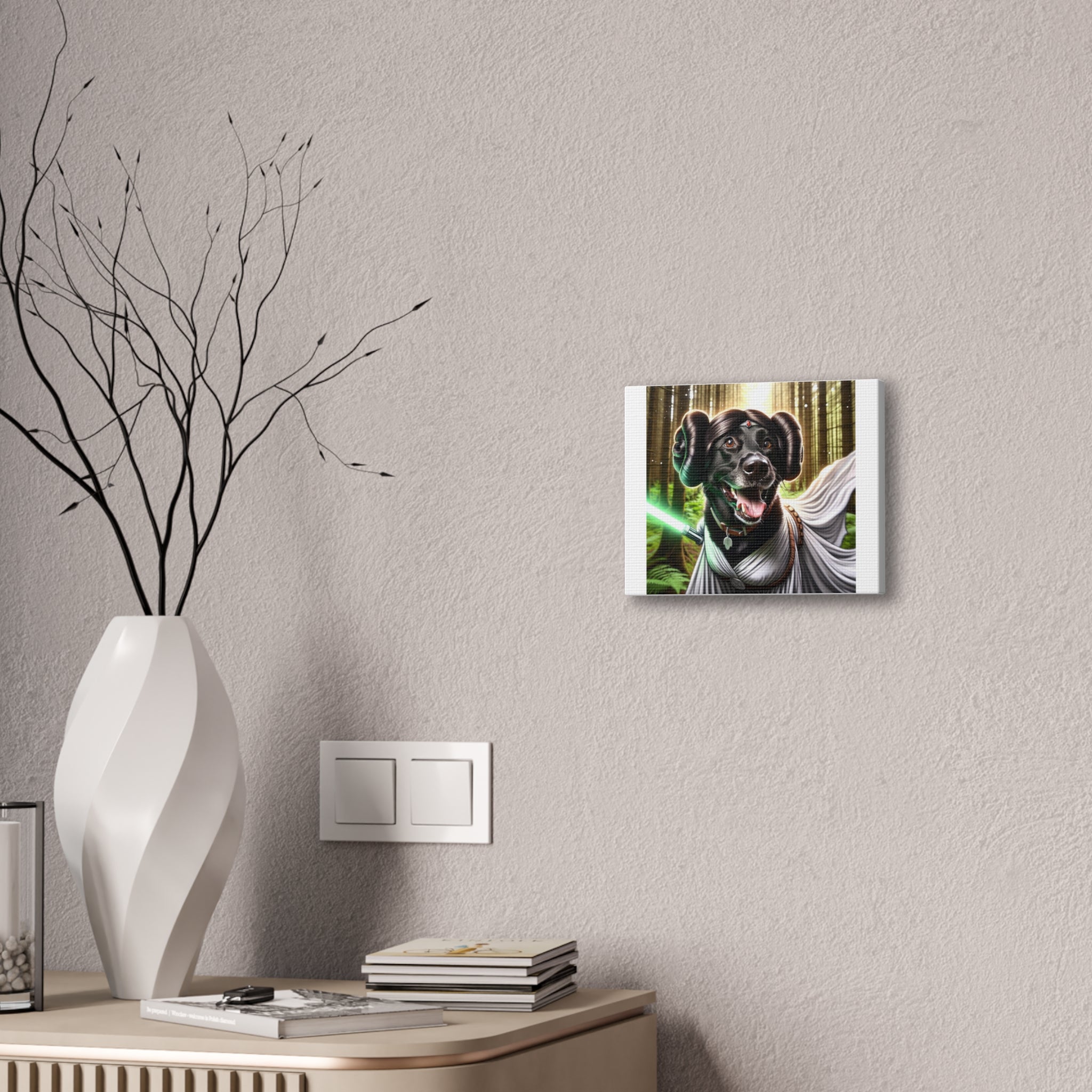 Black Lab Galaxy Princess Canvas Stretched, 0.75"