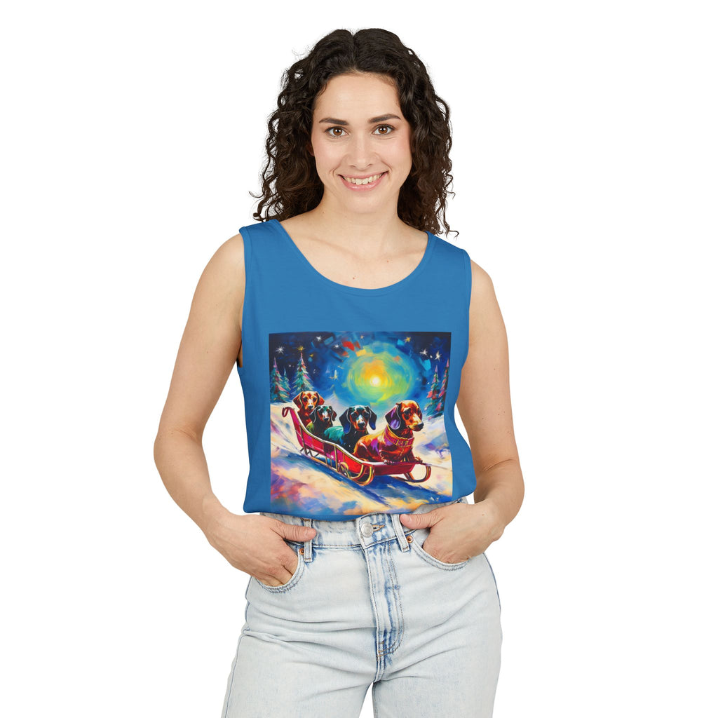 Dachshund Night Sleighride Unisex Tank Top