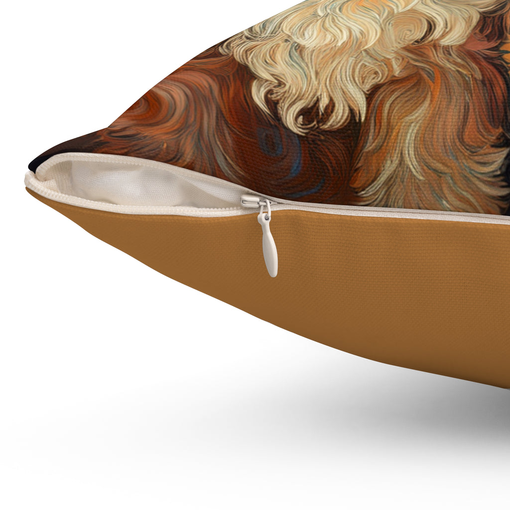 Doodles, Black & Tan Polyester Square Pillow