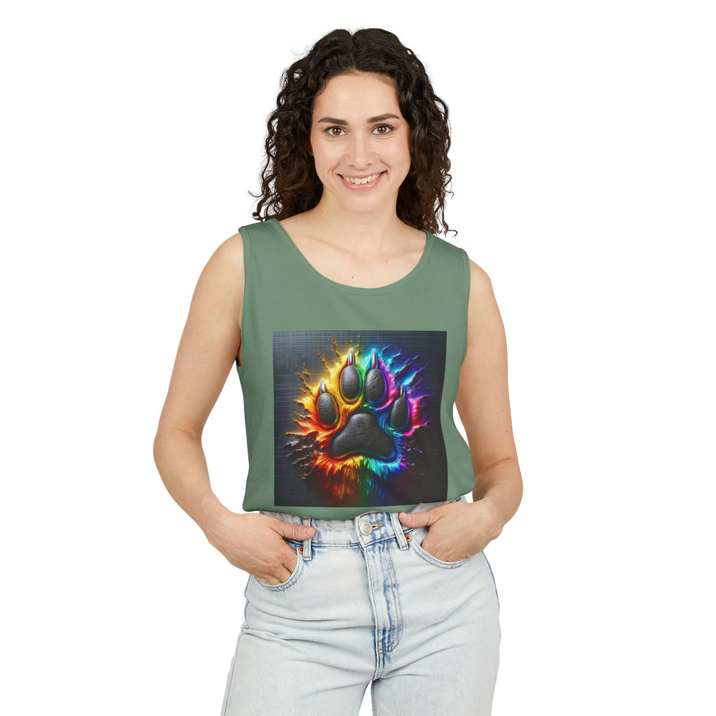 Electric Rainbow Dog Paw Unisex Tank Top