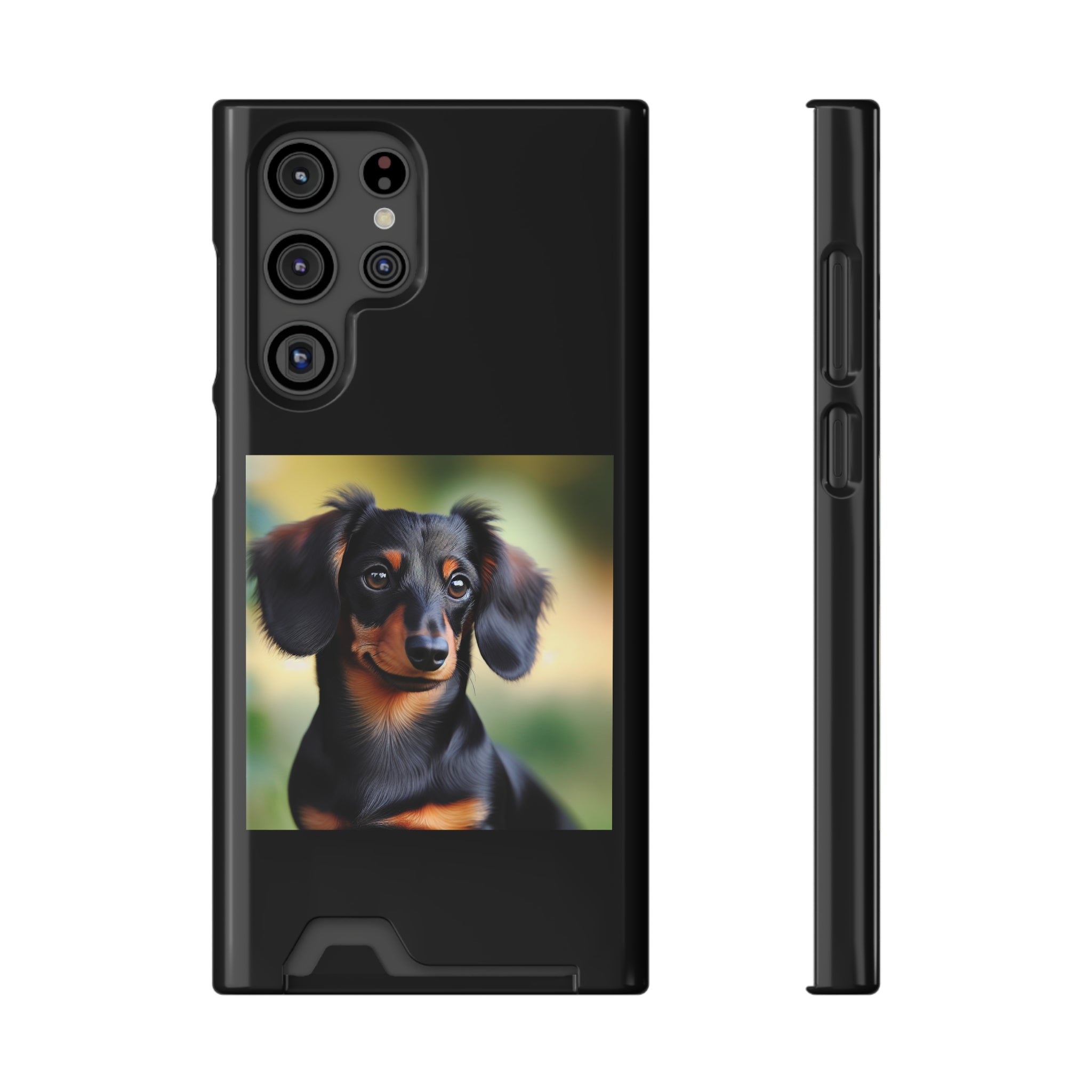 Dachshund Black and Brown Phone Case with Card Holder