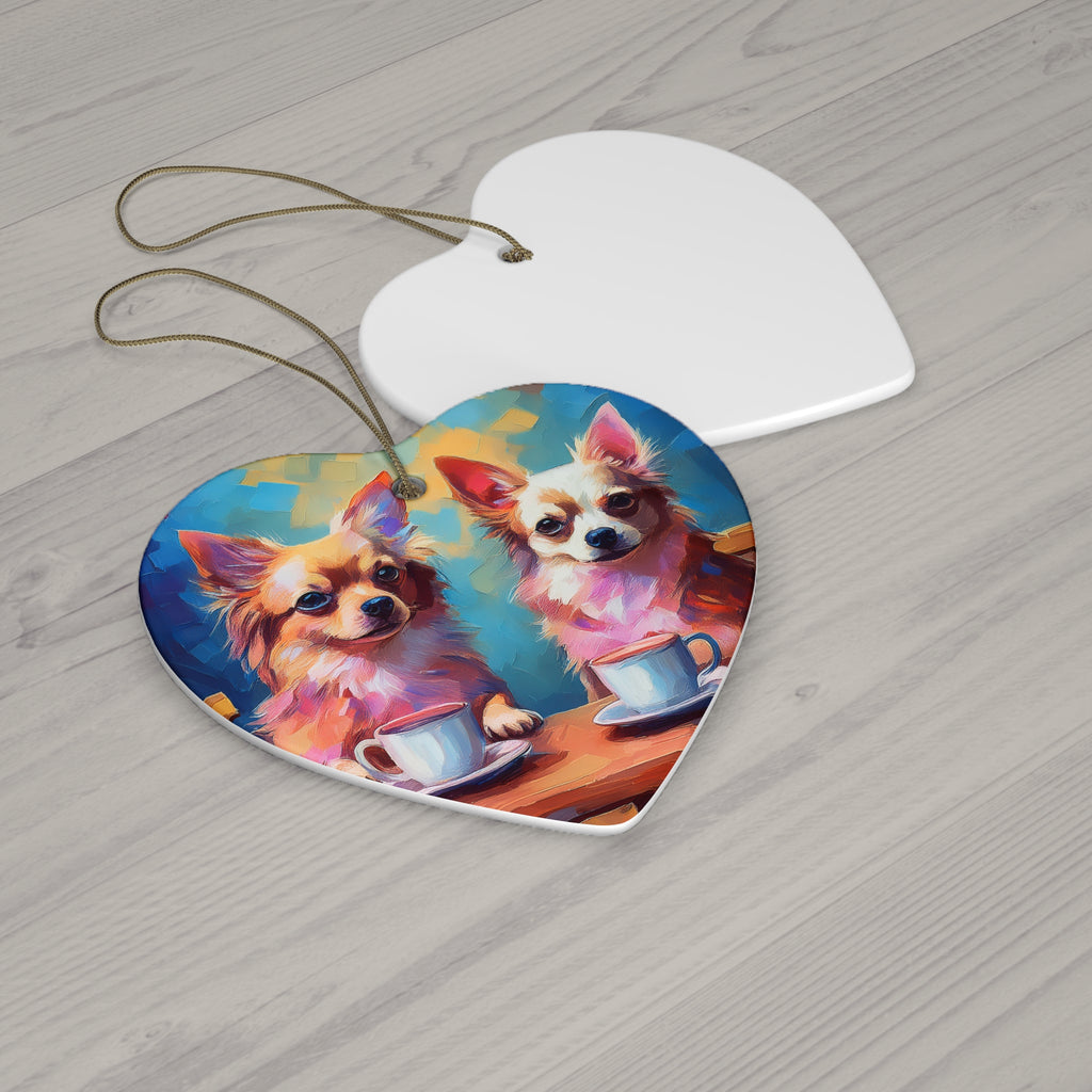Cafe con Chihuahua Ceramic Ornament