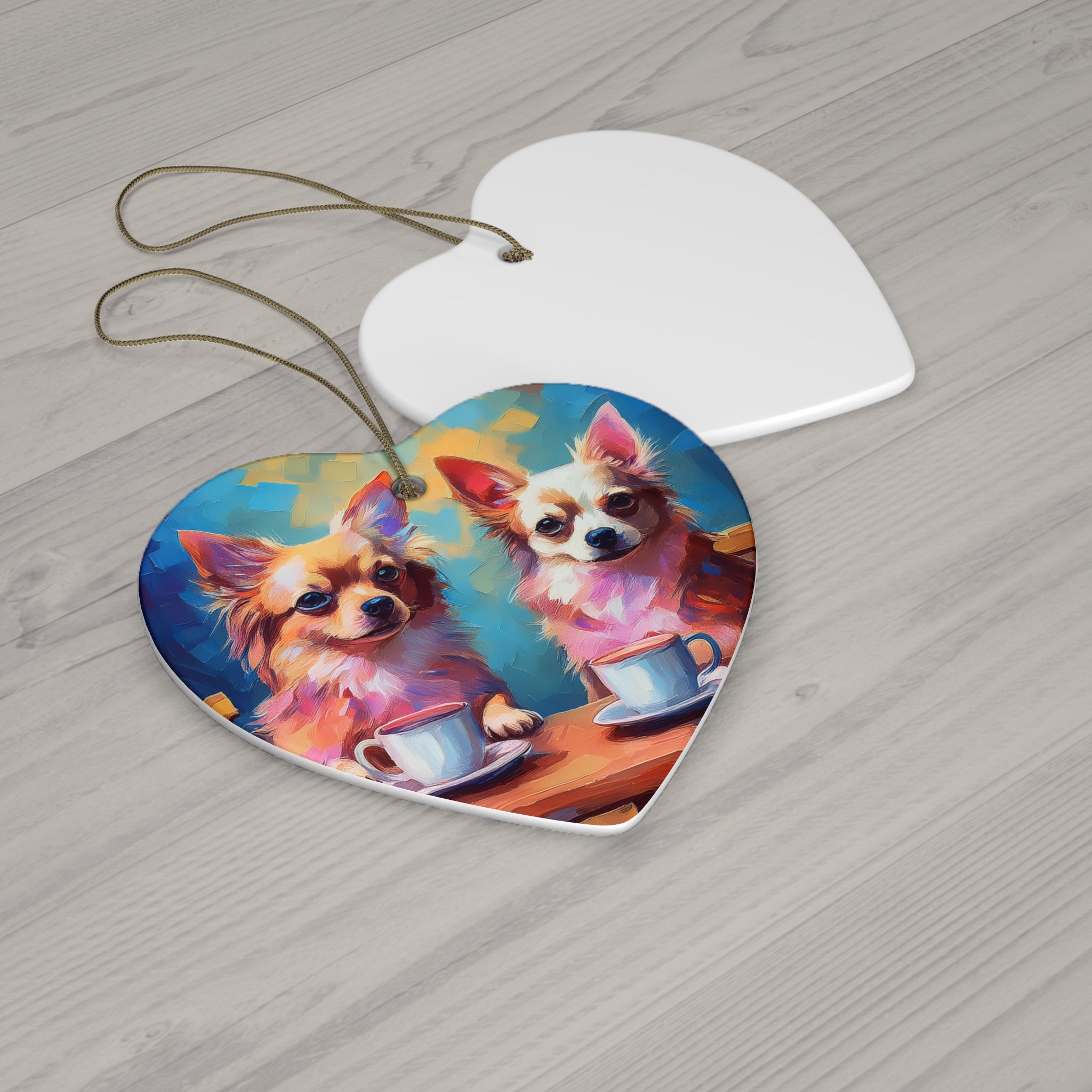 Cafe con Chihuahua Ceramic Ornament