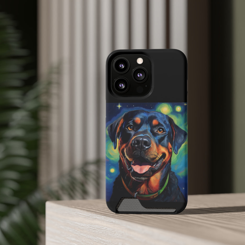 Rottweiler Stary Night Phone Case with Card Holder