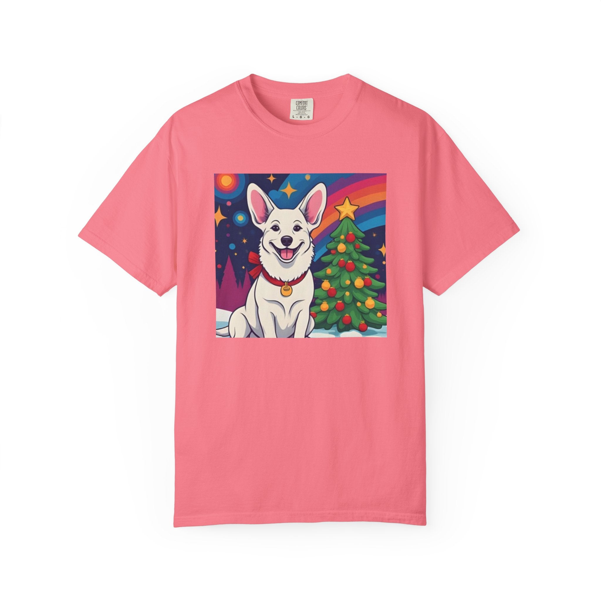White Corgi Holiday Unisex Garment-Dyed T-shirt