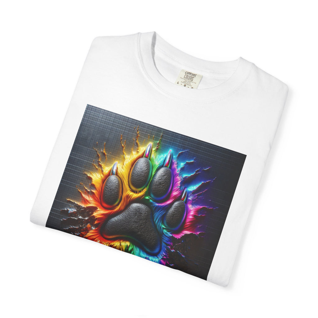 Electric Rainbow Dog Paw Unisex Garment-Dyed T-shirt