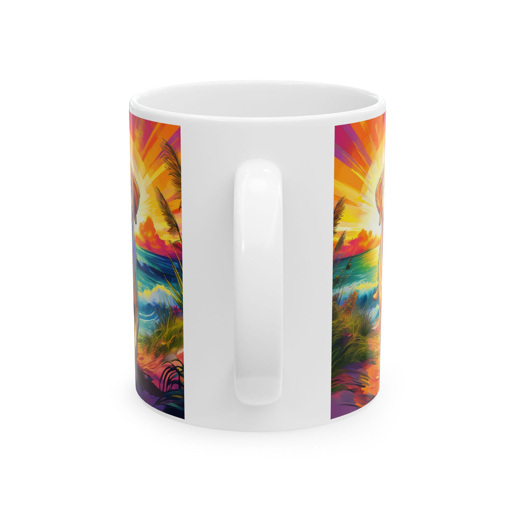 Yellow Lab Sunset Beach Ceramic Mug, (11oz, 15oz)