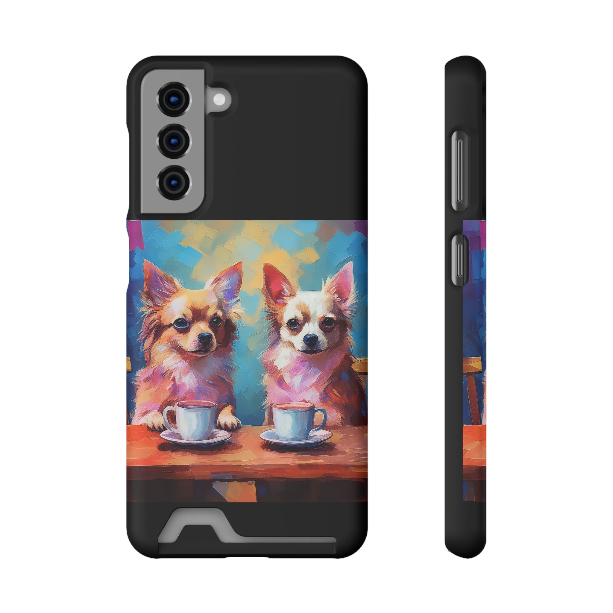 Cafe con Chihuahua Phone Case with Card Holder