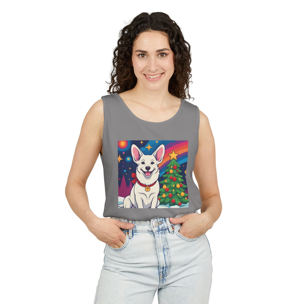 White Corgi Holiday Unisex Tank Top
