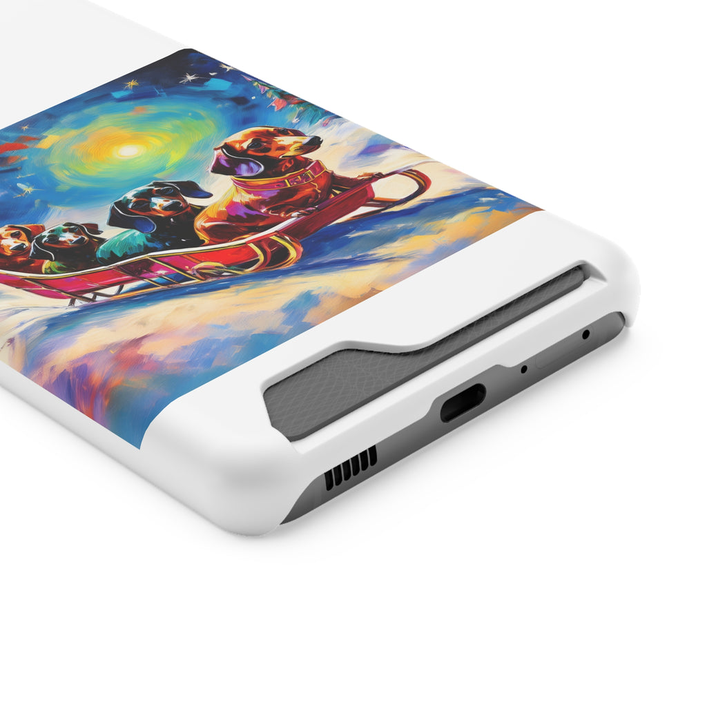 Dachshund Night Sleighride Phone Case with Card Holder