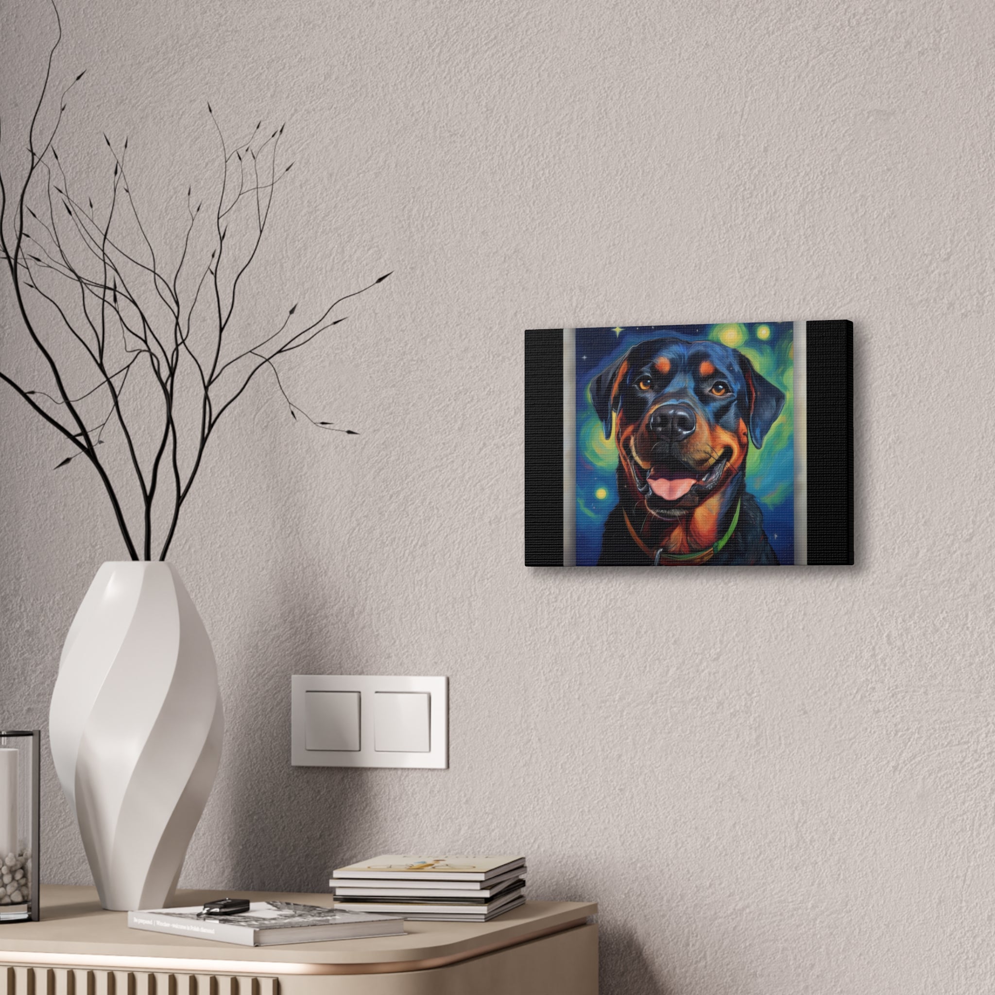 Rottweiler Stary Night Canvas Painting