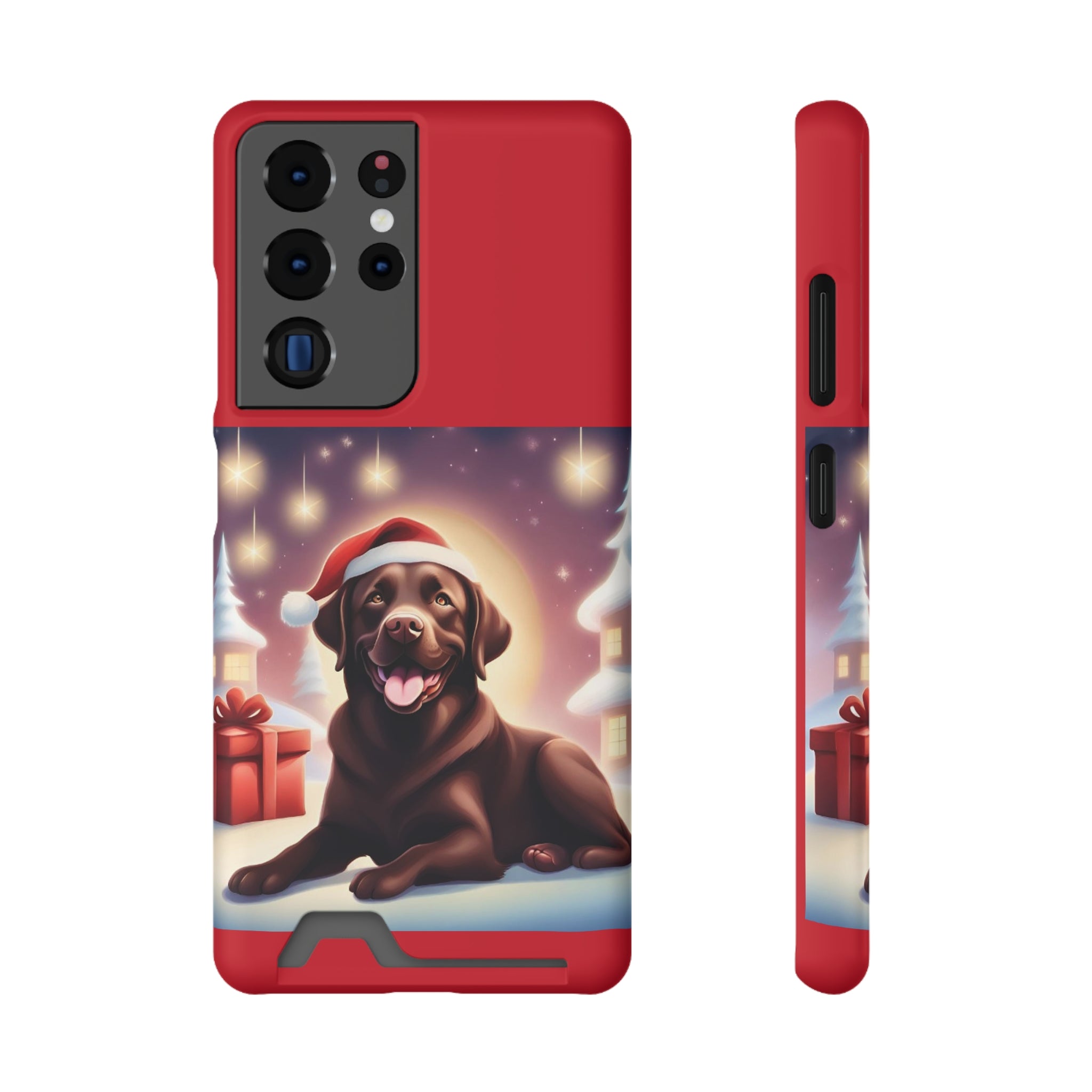 Choclate Lab Holiday Phone Case with Card Holder